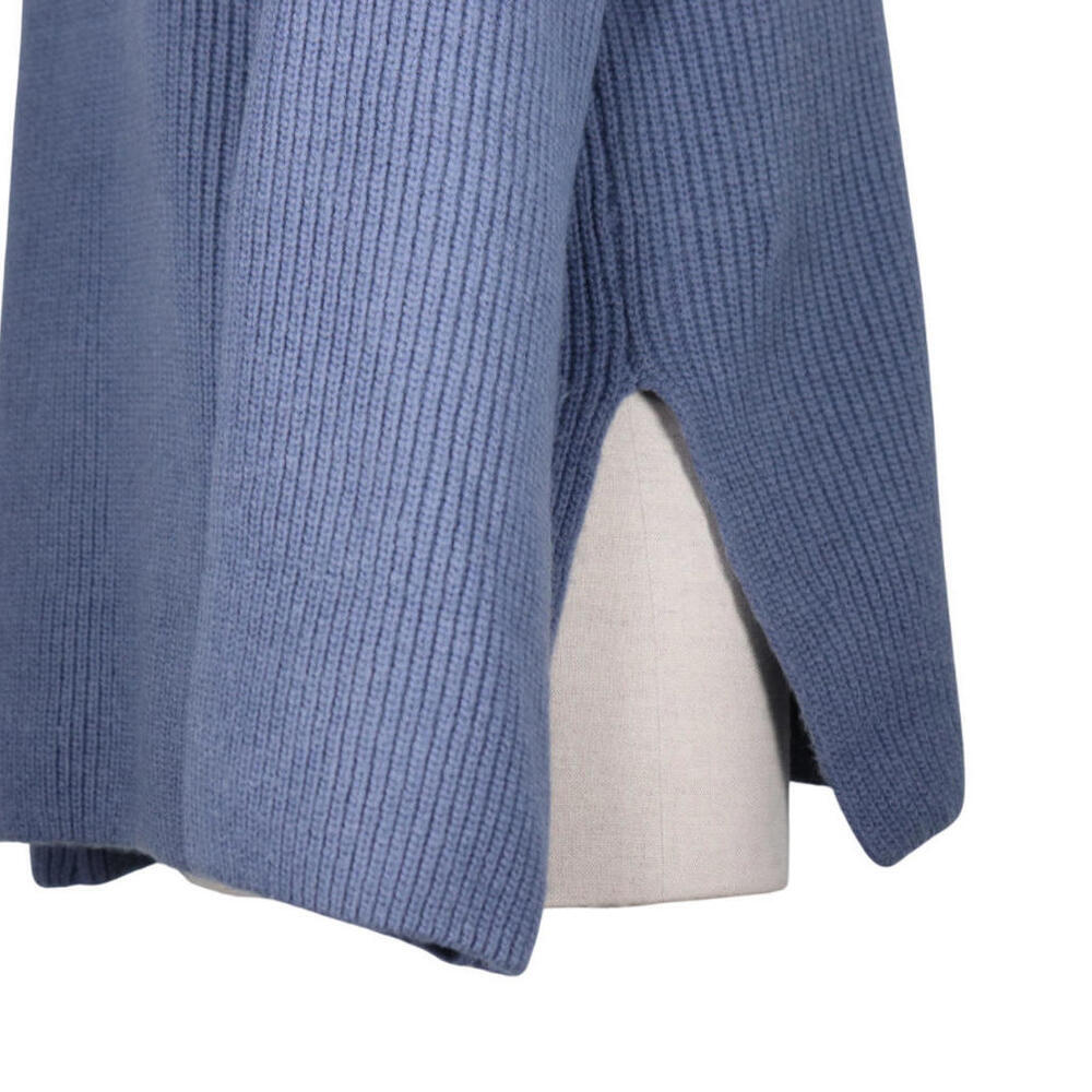 H&M Women Small Pigeon Blue Half Zip Rib Knit Sweater Wool Blend Relaxed Fit NWT - Picture 10 of 15